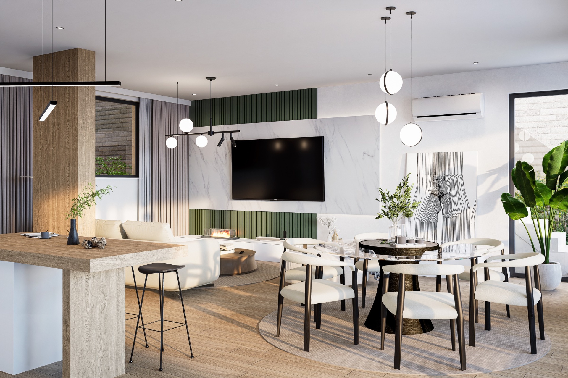 Open-plan living and dining